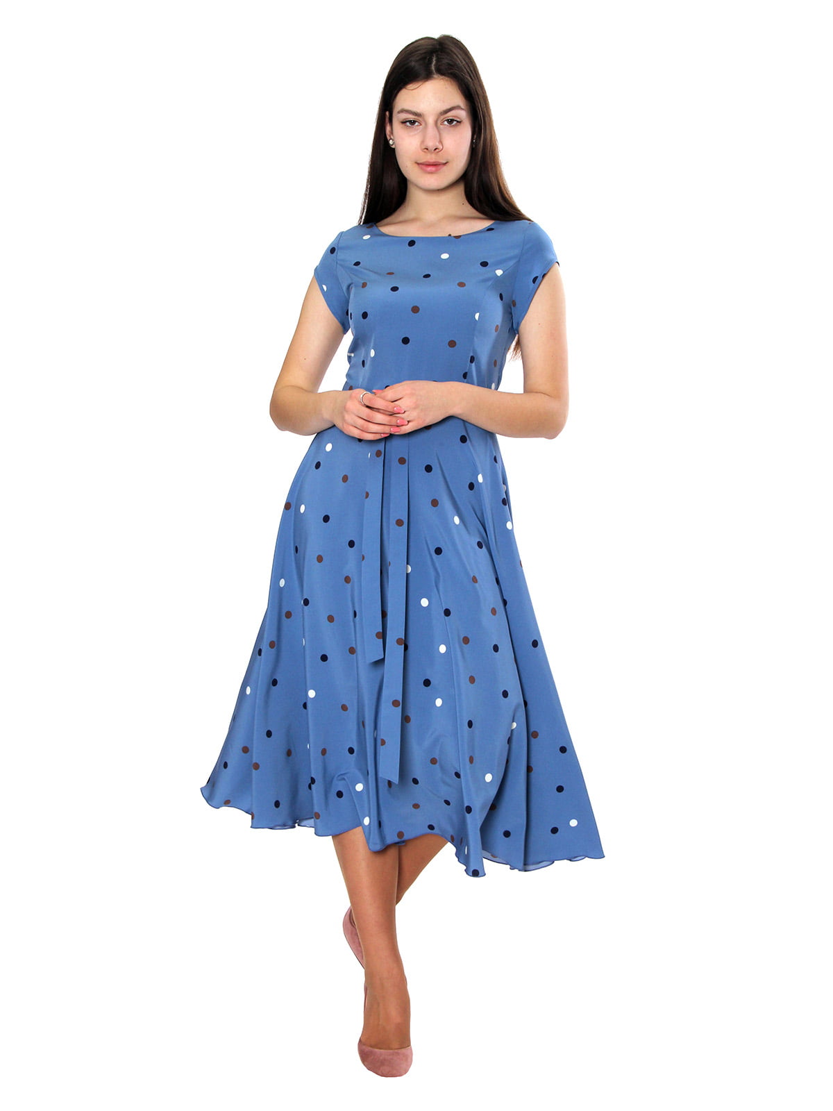 Платье голубое в горох | 5491236