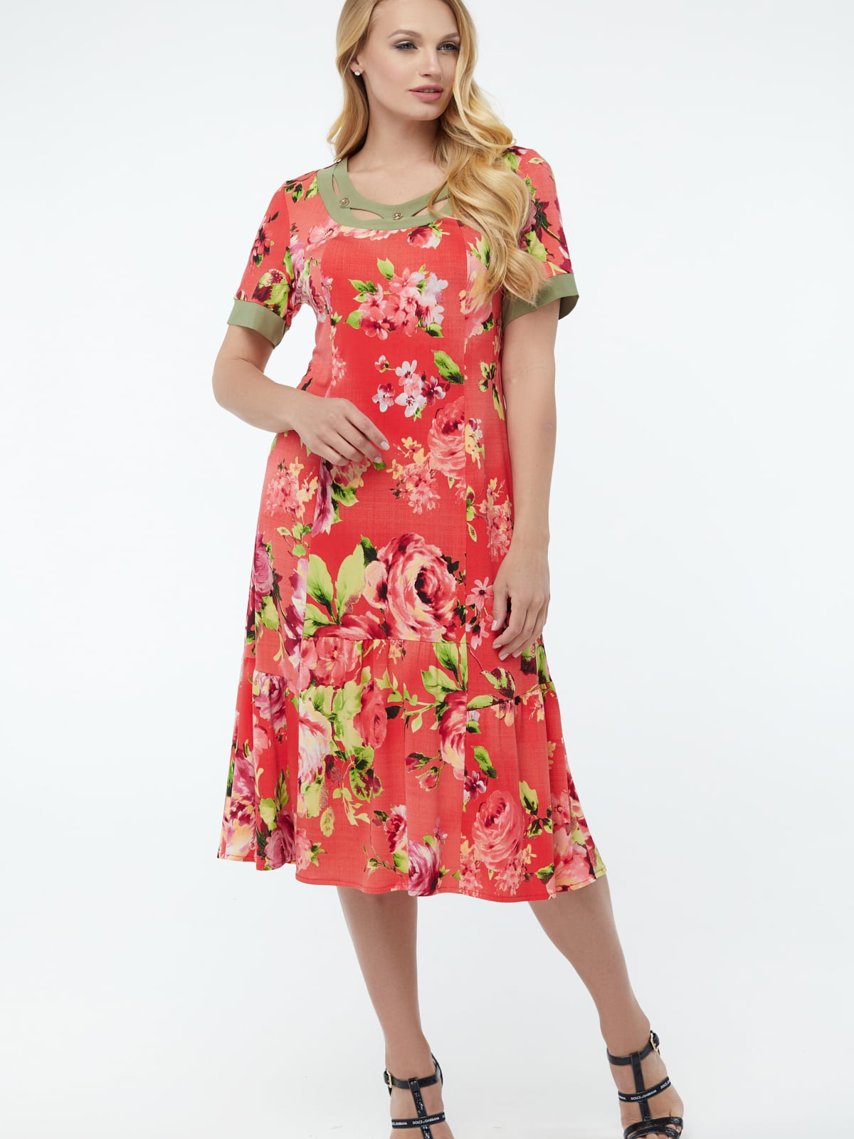 Платье терракотовая с цветочным принтом | 5711137