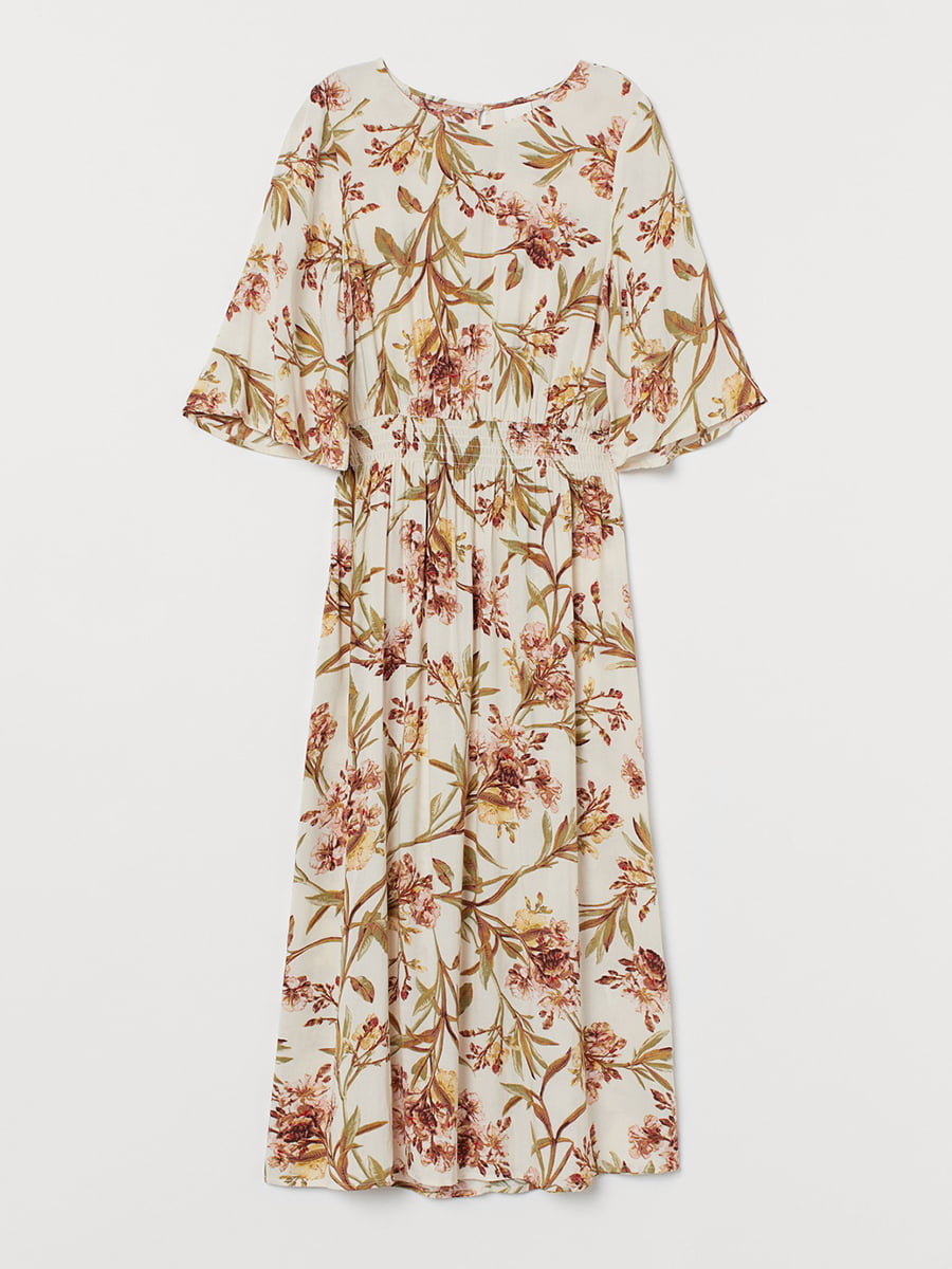 Сукня бежевого кольору в квітковий принт | 5727535