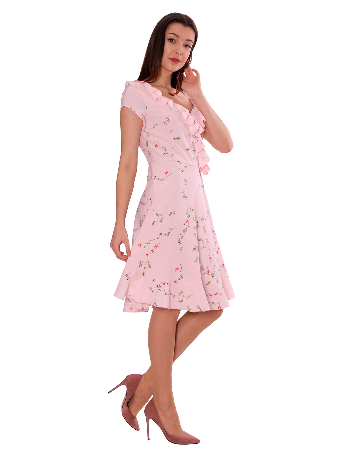 Платье розового цвета в цветочный принт | 5730387