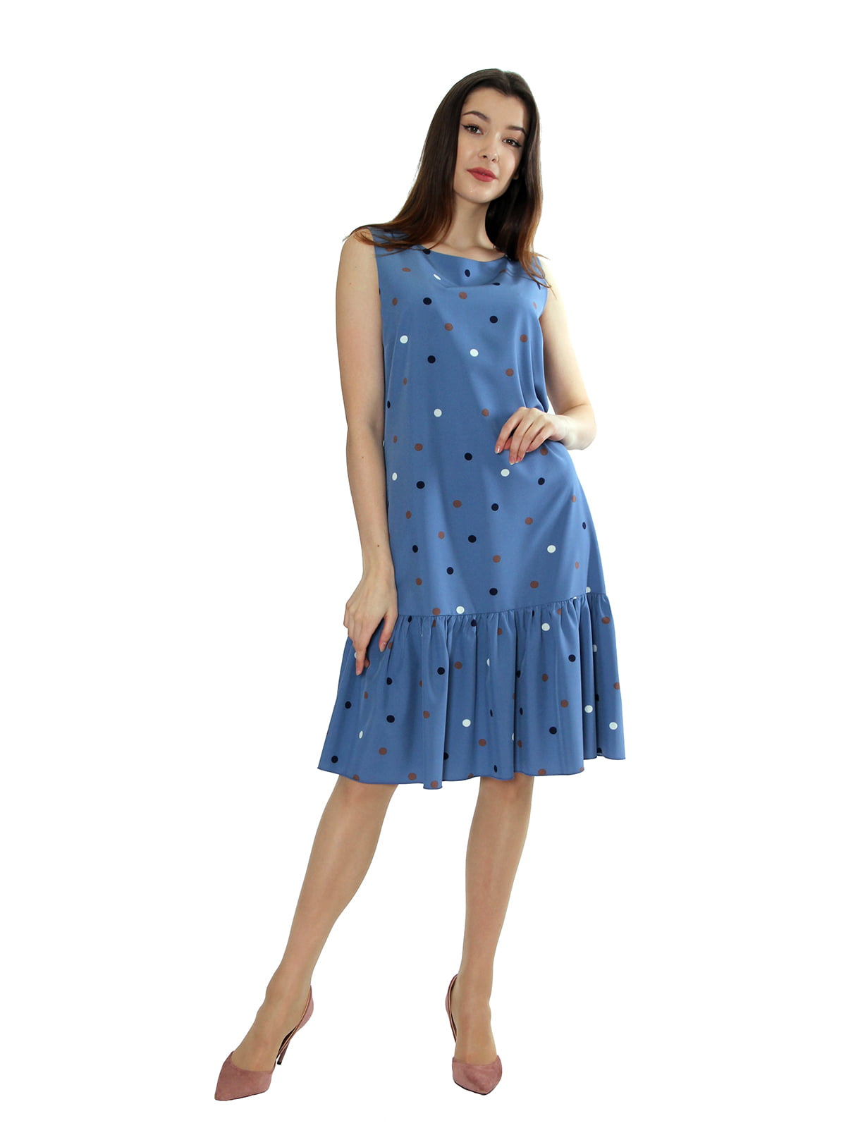 Платье голубого цвета в горох | 5474930