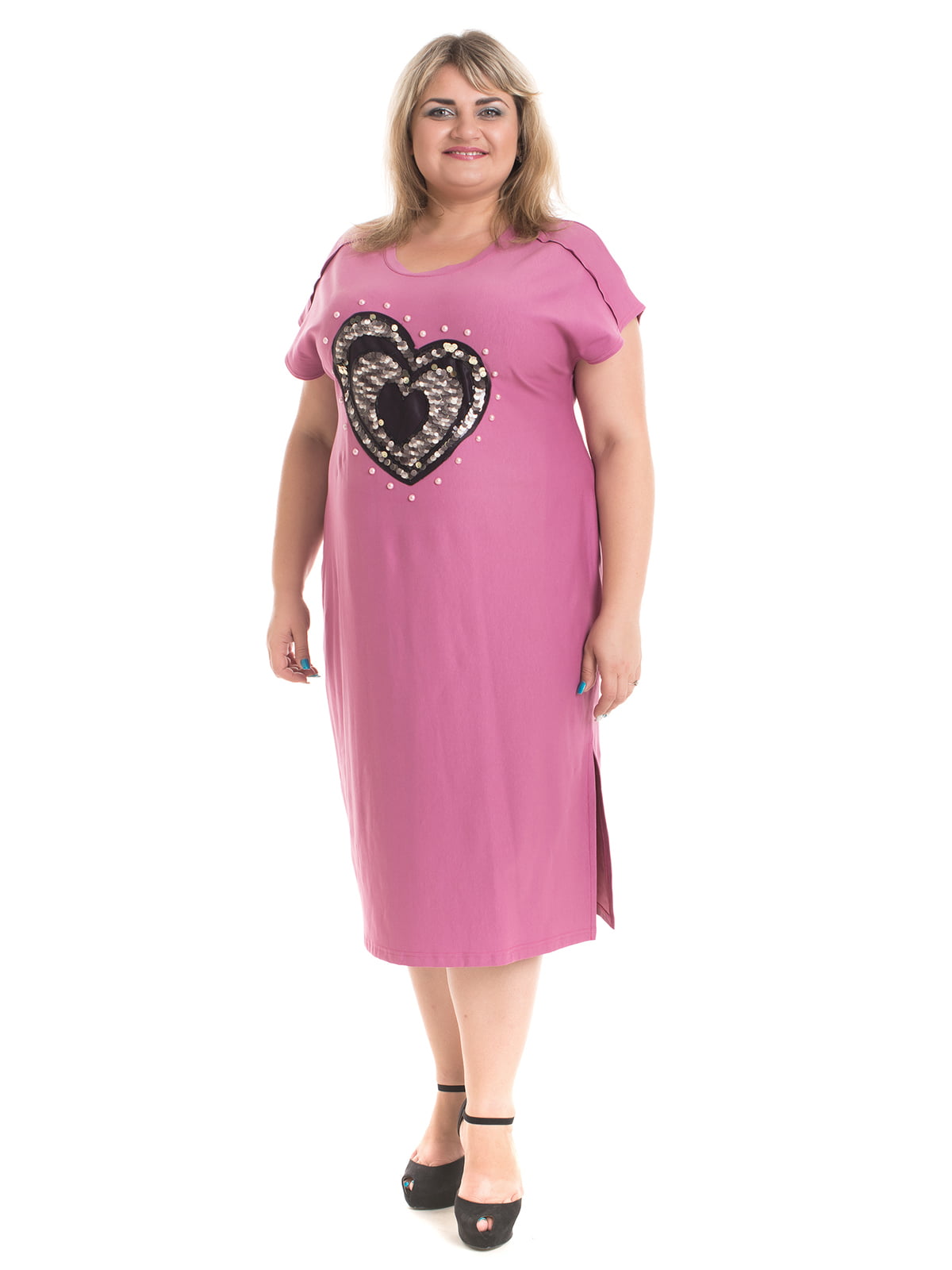 Платье розовое с декором | 5731450