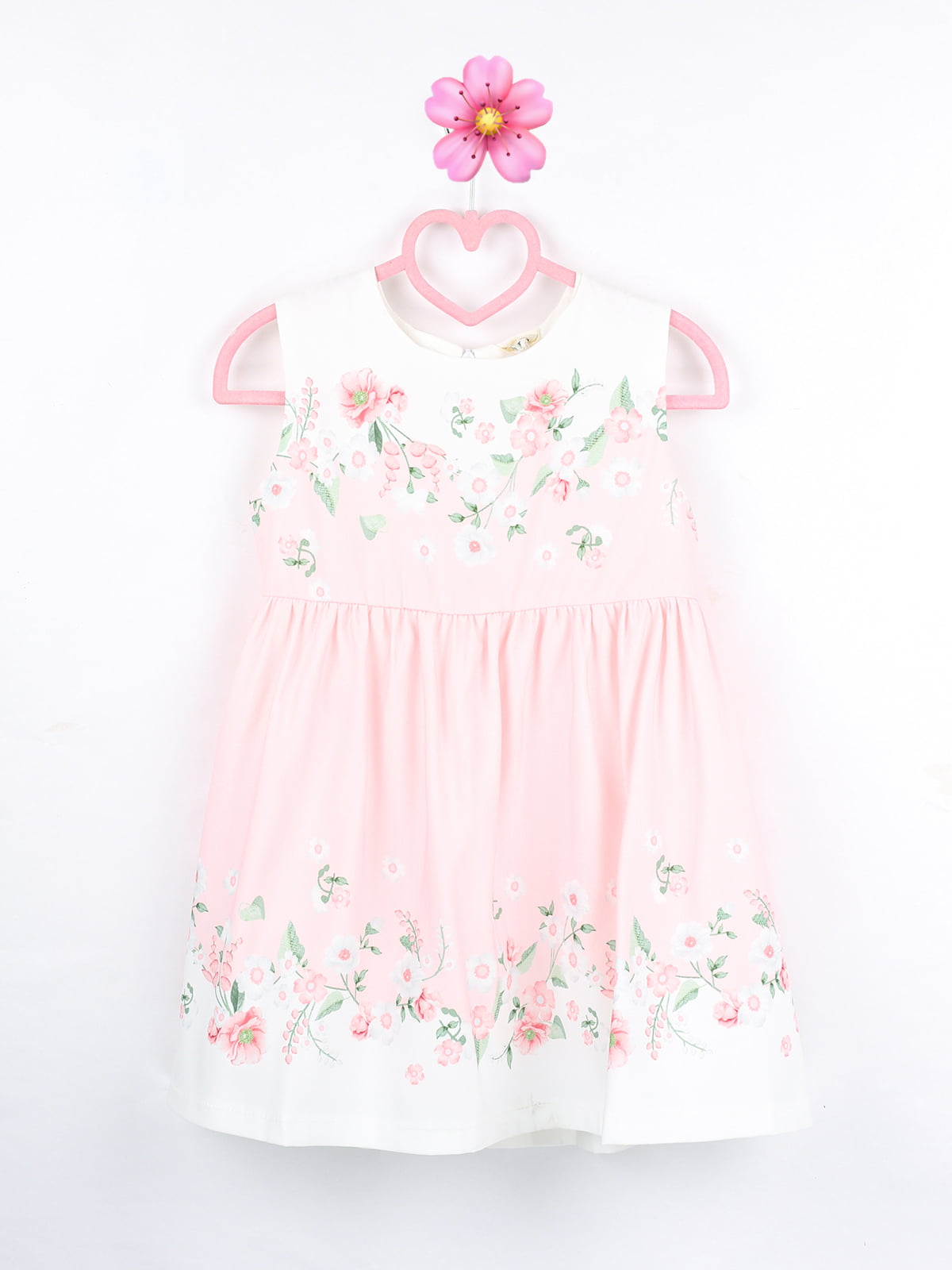 Платье бело-розовое с цветочным принтом | 5731974