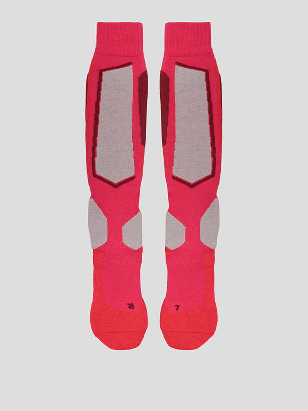 Шкарпетки гірськолижні малинового кольору з логотипом | 5628772