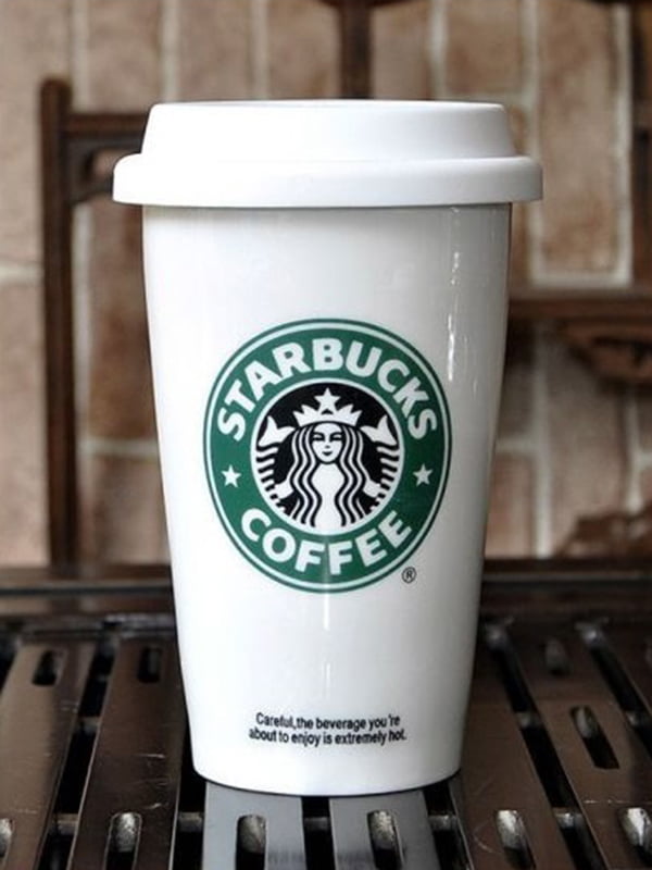 Чашка керамічна з силіконовою кришкою з напувалкою Starbucks (250 мл) | 5738041