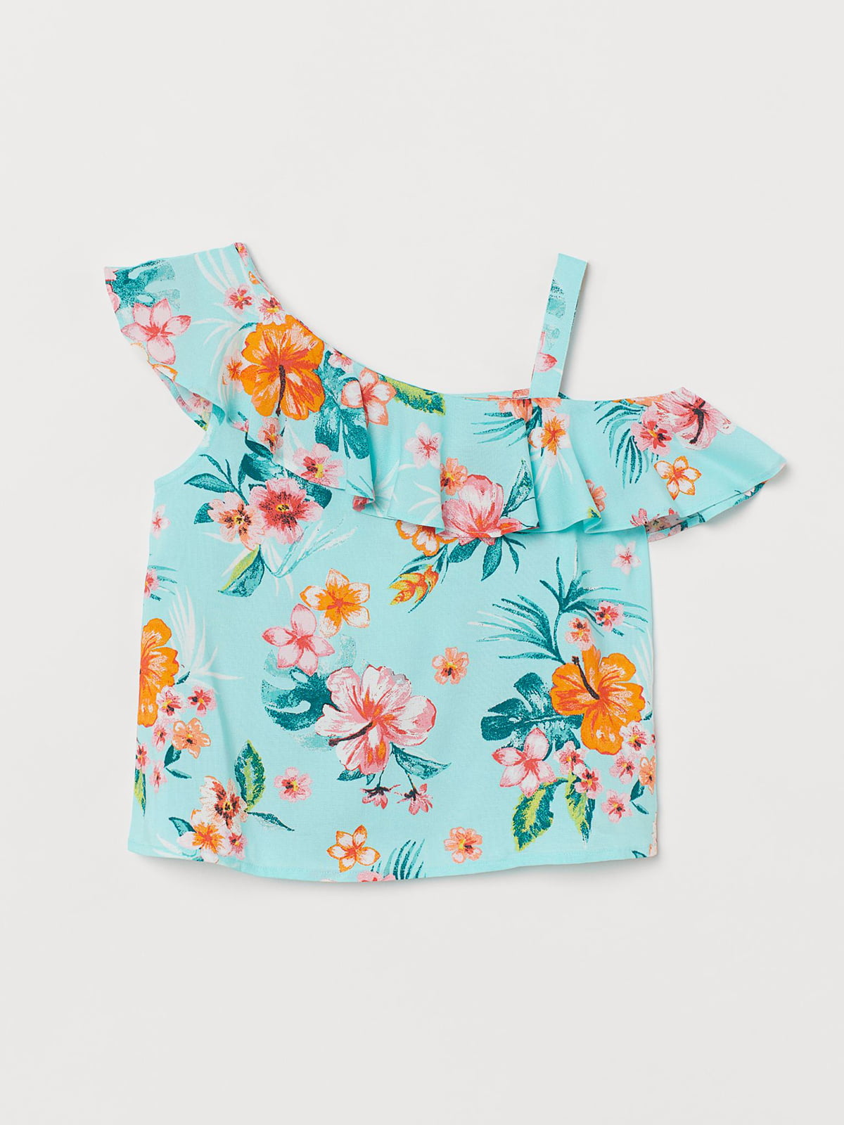 Блуза бірюзова в квітковий принт | 5711310