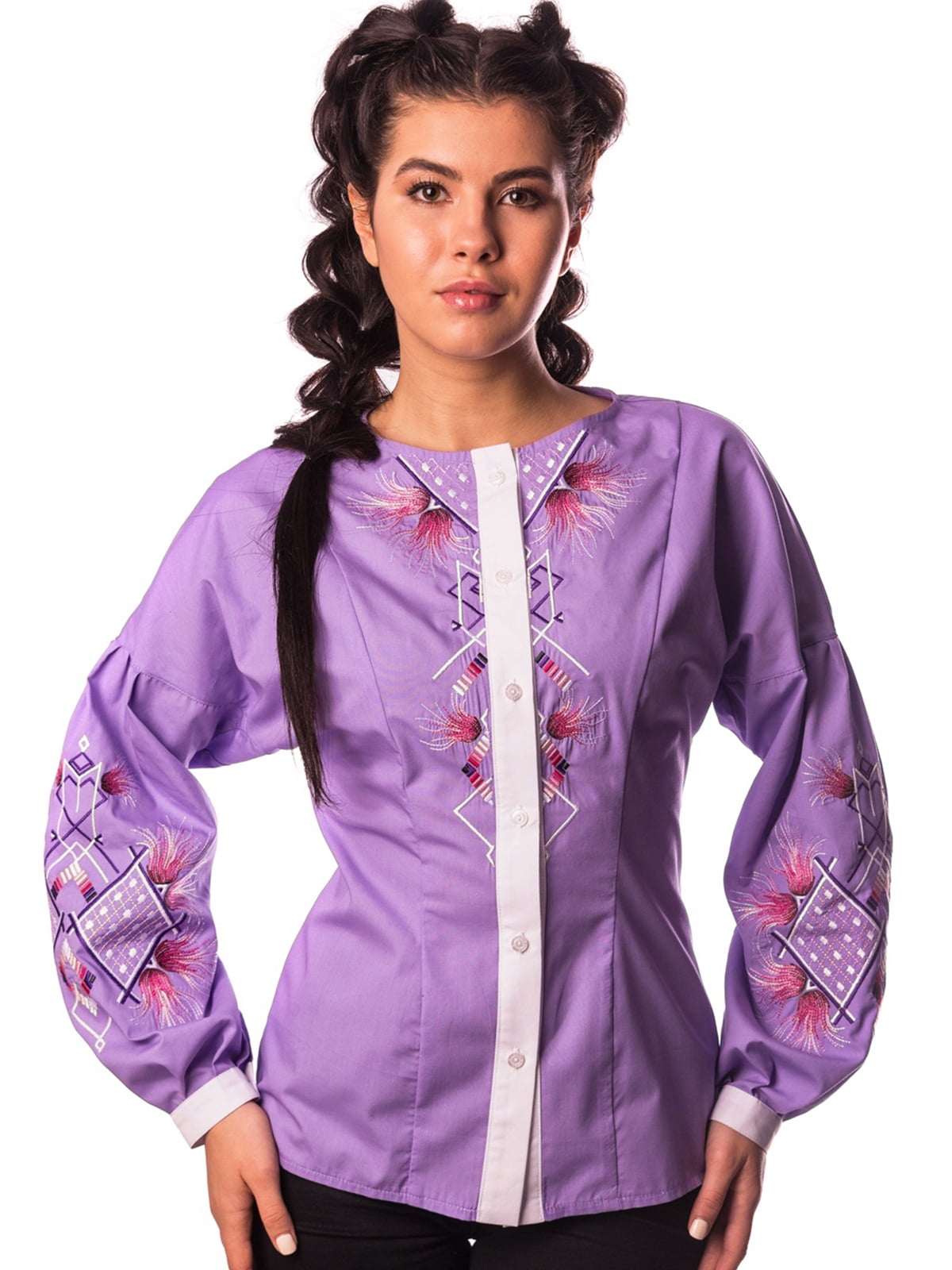 Блуза бузкового кольору з вишивкою | 5743792