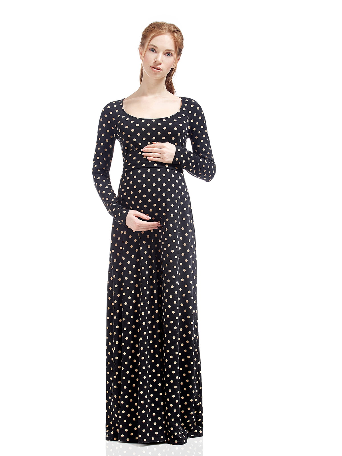 Платье для беременных черное в горошек | 5770551