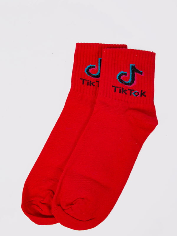 Шкарпетки червоні в принт | 5773138