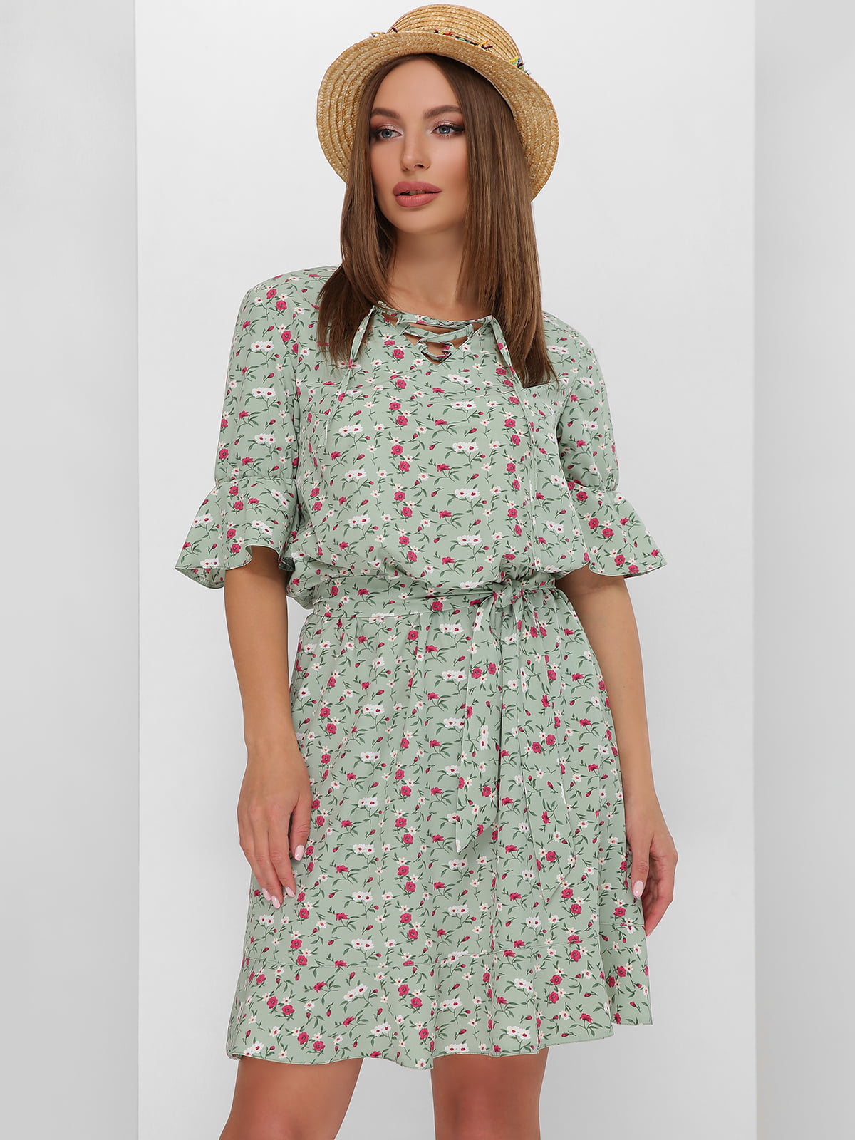 Сукня зелена в квітковий принт | 5773775