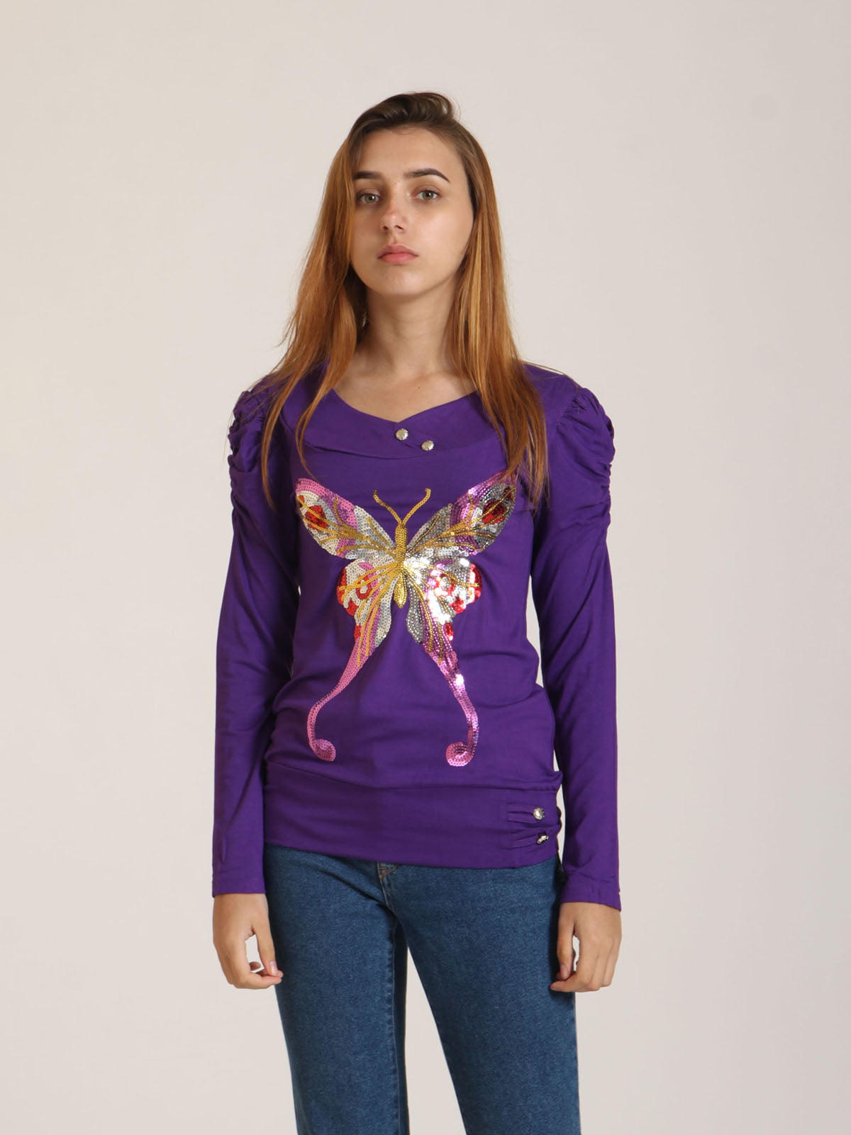 Блуза фіолетова з малюнком | 5794562