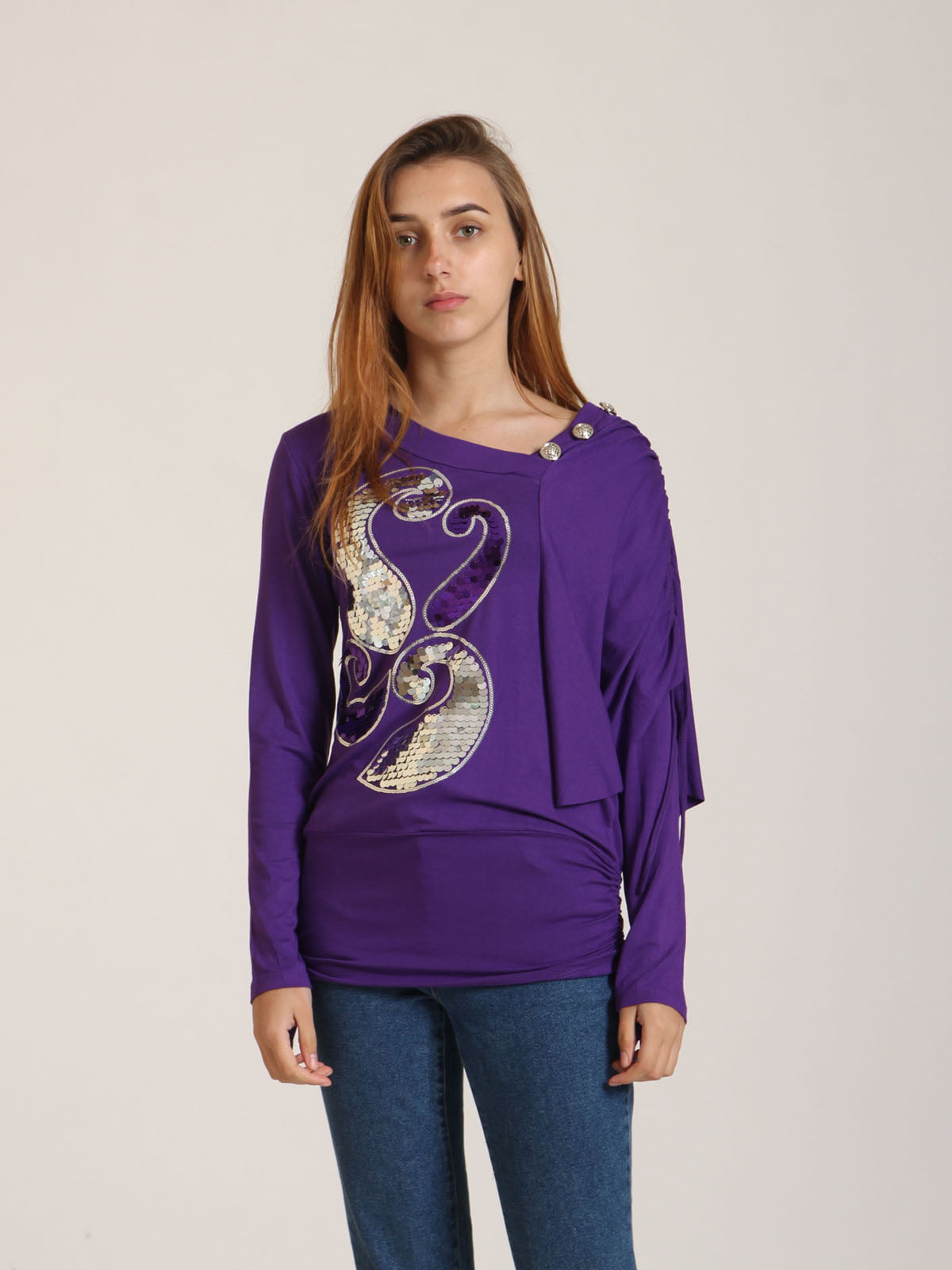 Блуза фиолетовая с рисунком | 5794600