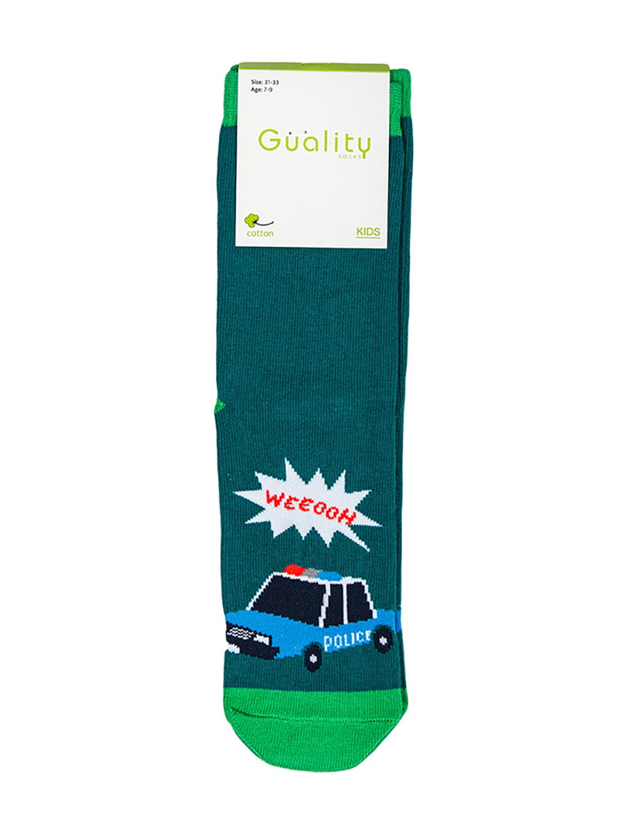 Шкарпетки зелені в принт | 5790253