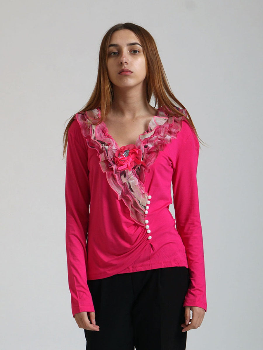Блуза розовая с декором | 5794359
