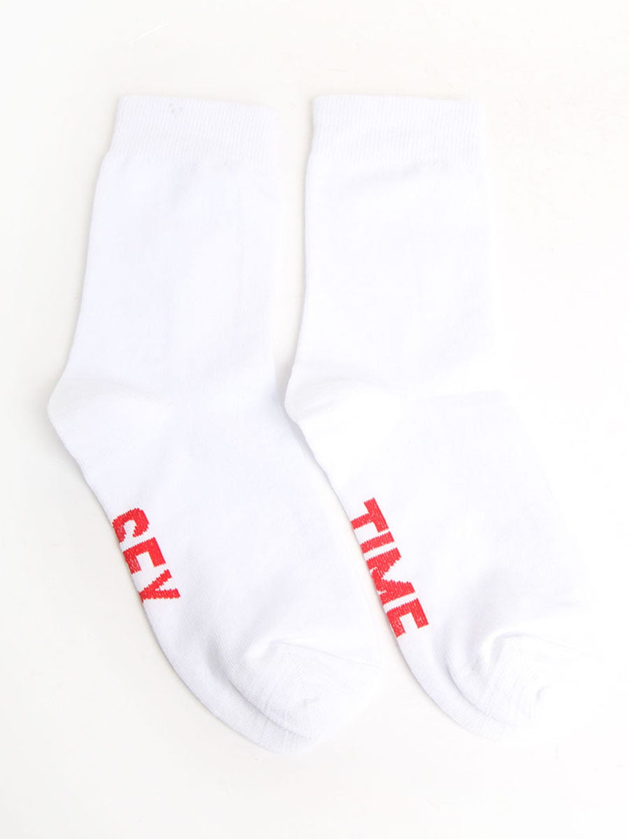 Шкарпетки білі в принт | 5798665