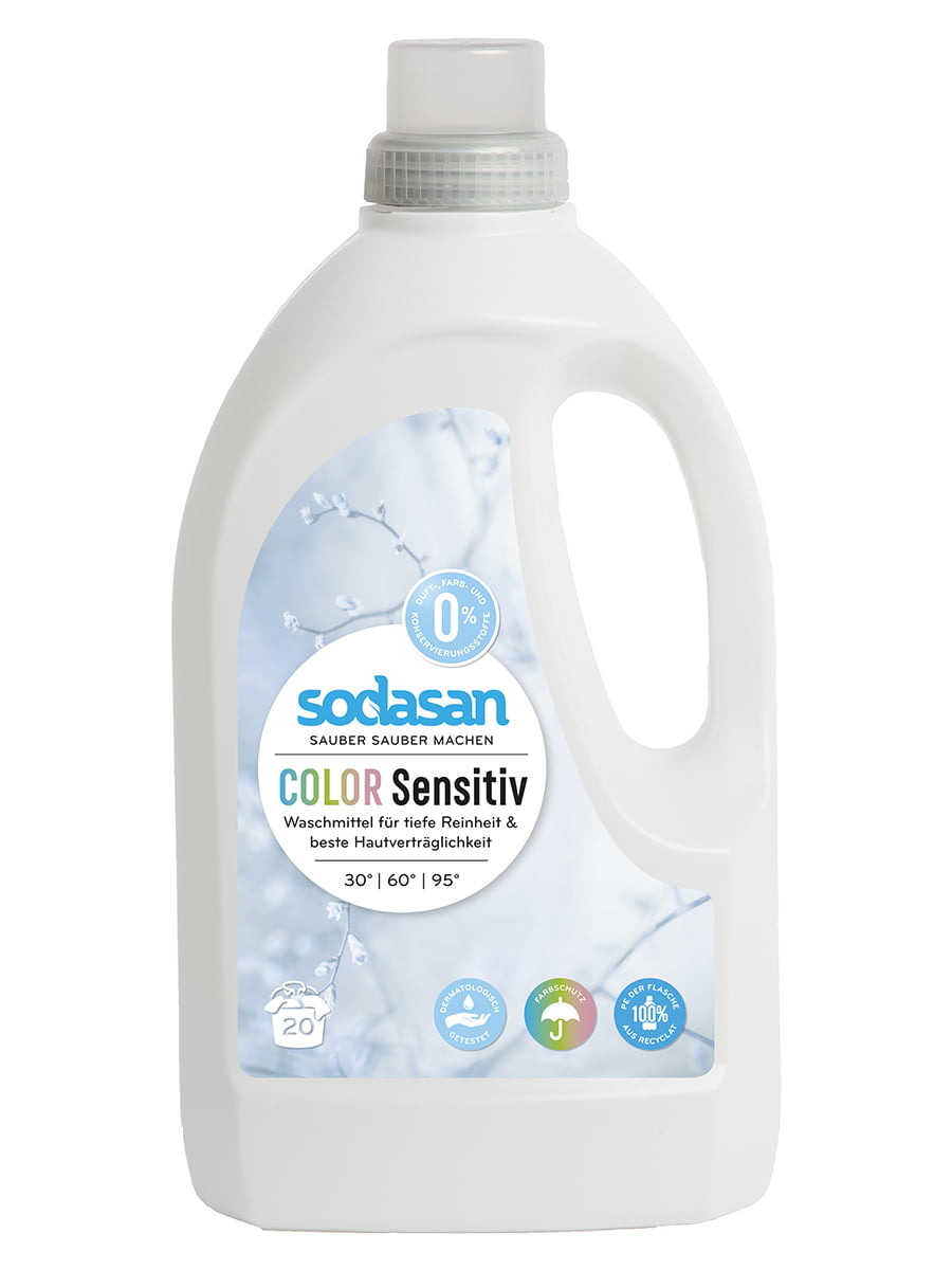Органическое  Жидкое средство Color-sensitiv для чувствительной кожи и для детского белья, для стирки цветных  и белых вещей (1,5 л) | 4002160