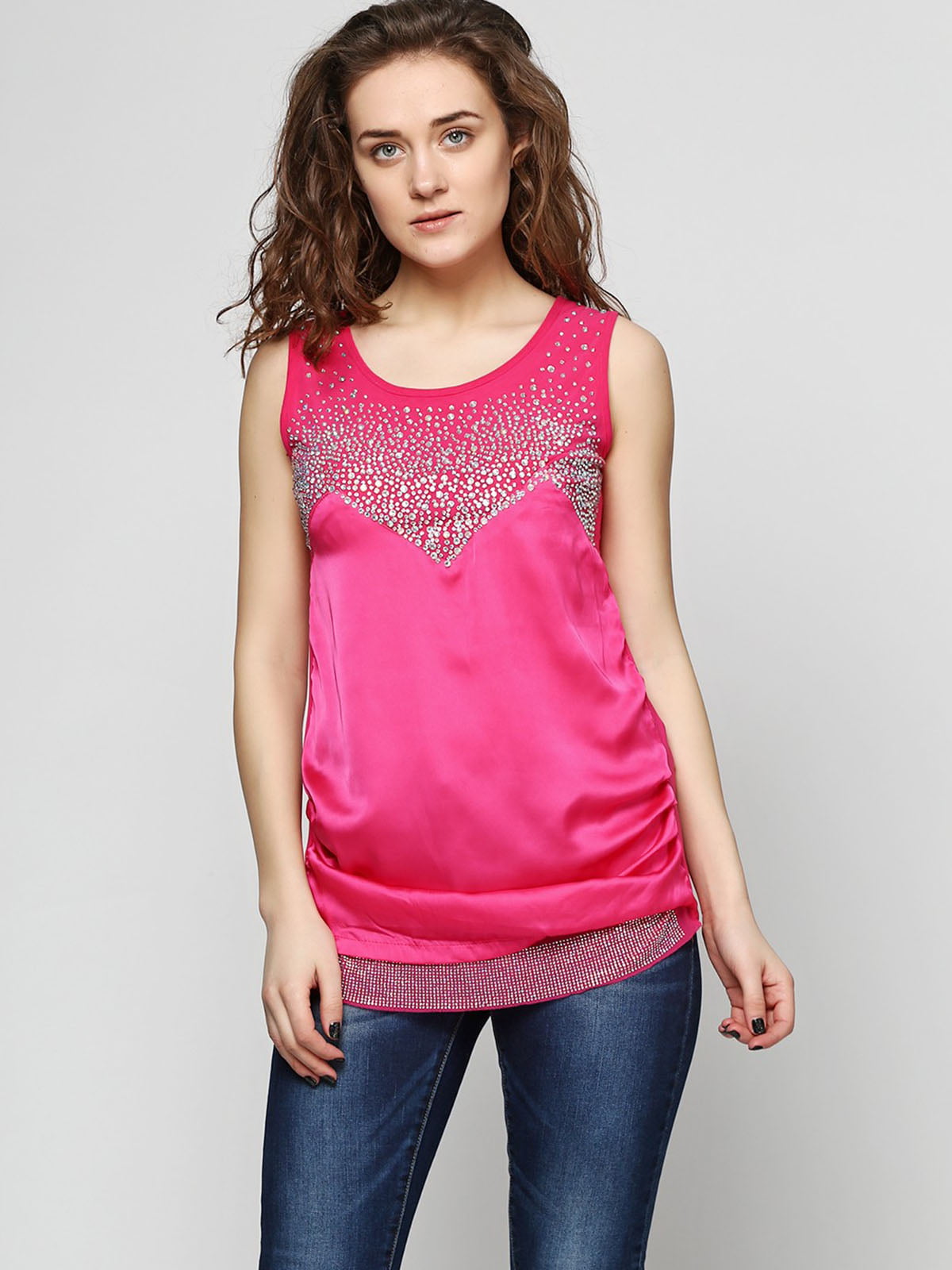 Блуза розовая с декором | 5810237
