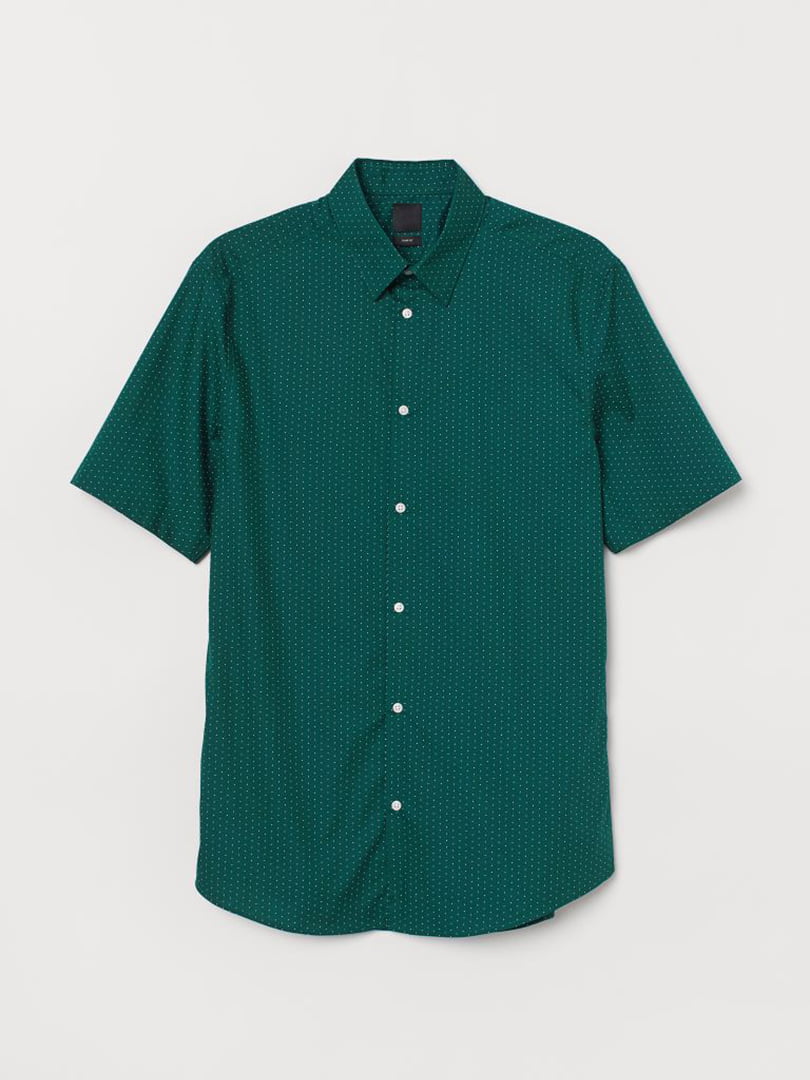 Рубашка зеленая в горошек | 5819015