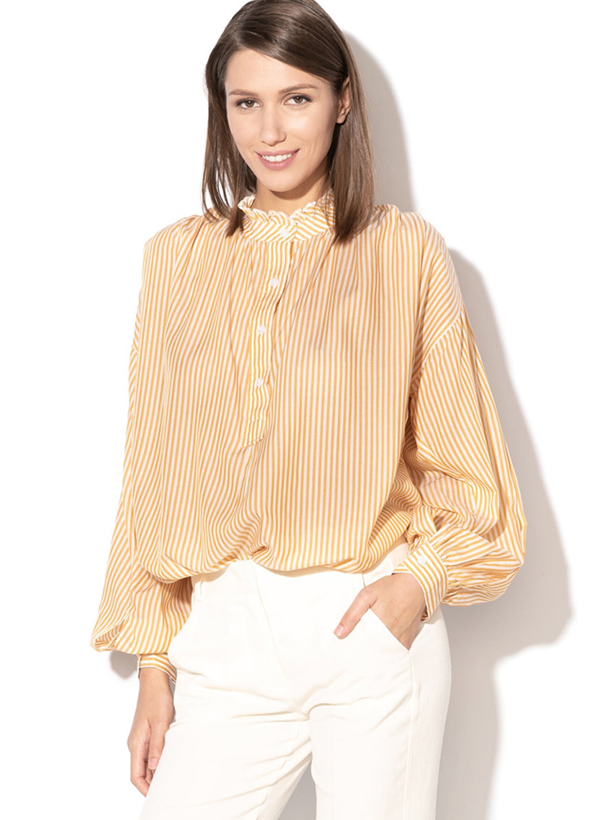 Блуза горчичного цвета в полоску | 5819817