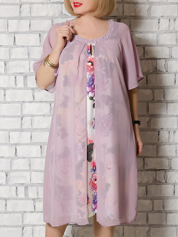 Платье фиолетовое в цветочный принт | 5546808