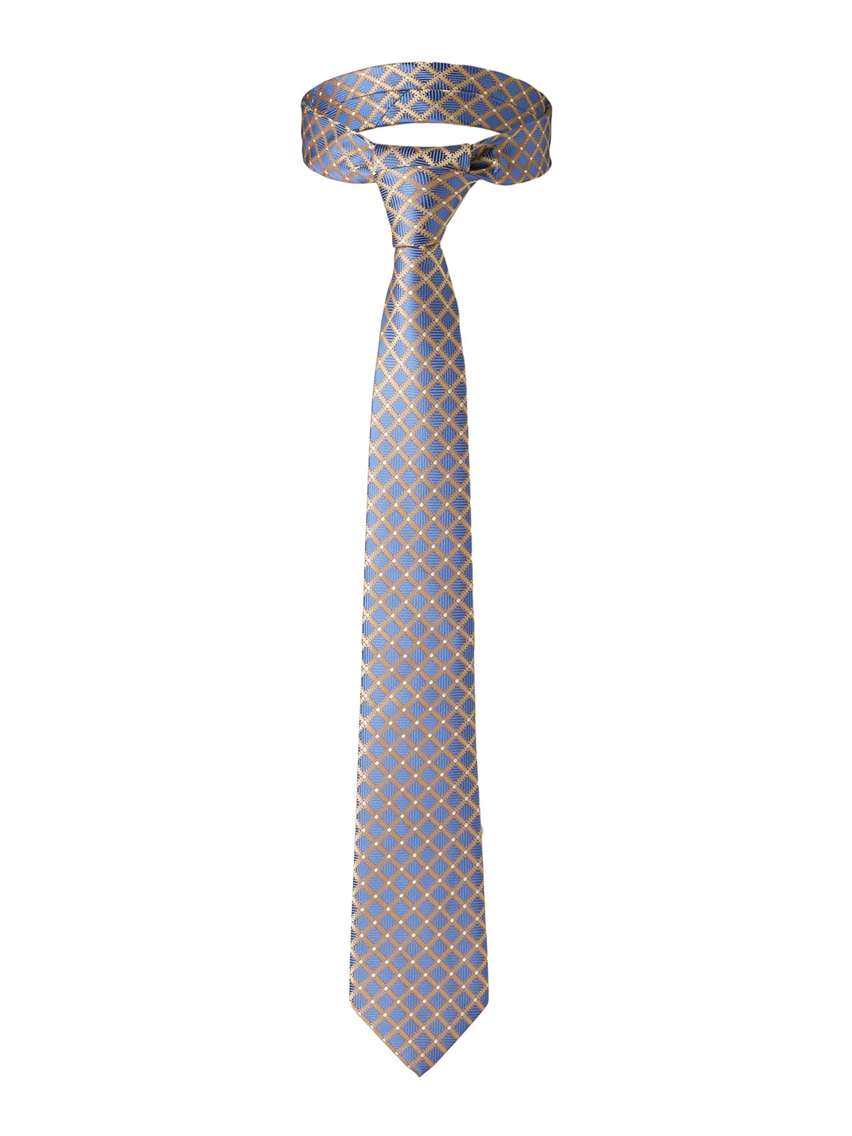 Краватка блакитна з візерунком-ромбом | 5840739