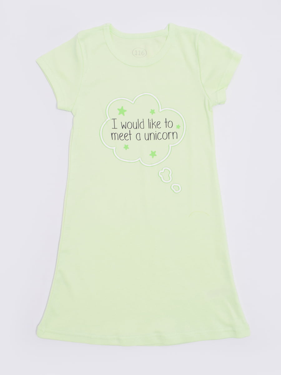 Рубашка ночная салатового цвета с принтом | 5748976