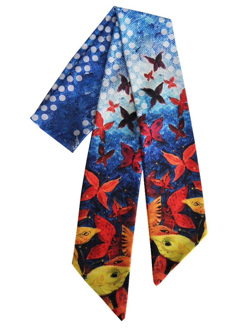 Шарф-галстук комбинированной расцветки в принт | 5860220