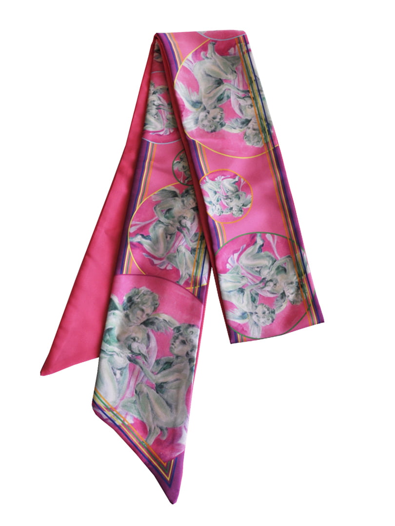 Шарф-галстук розовый в принт | 5860231