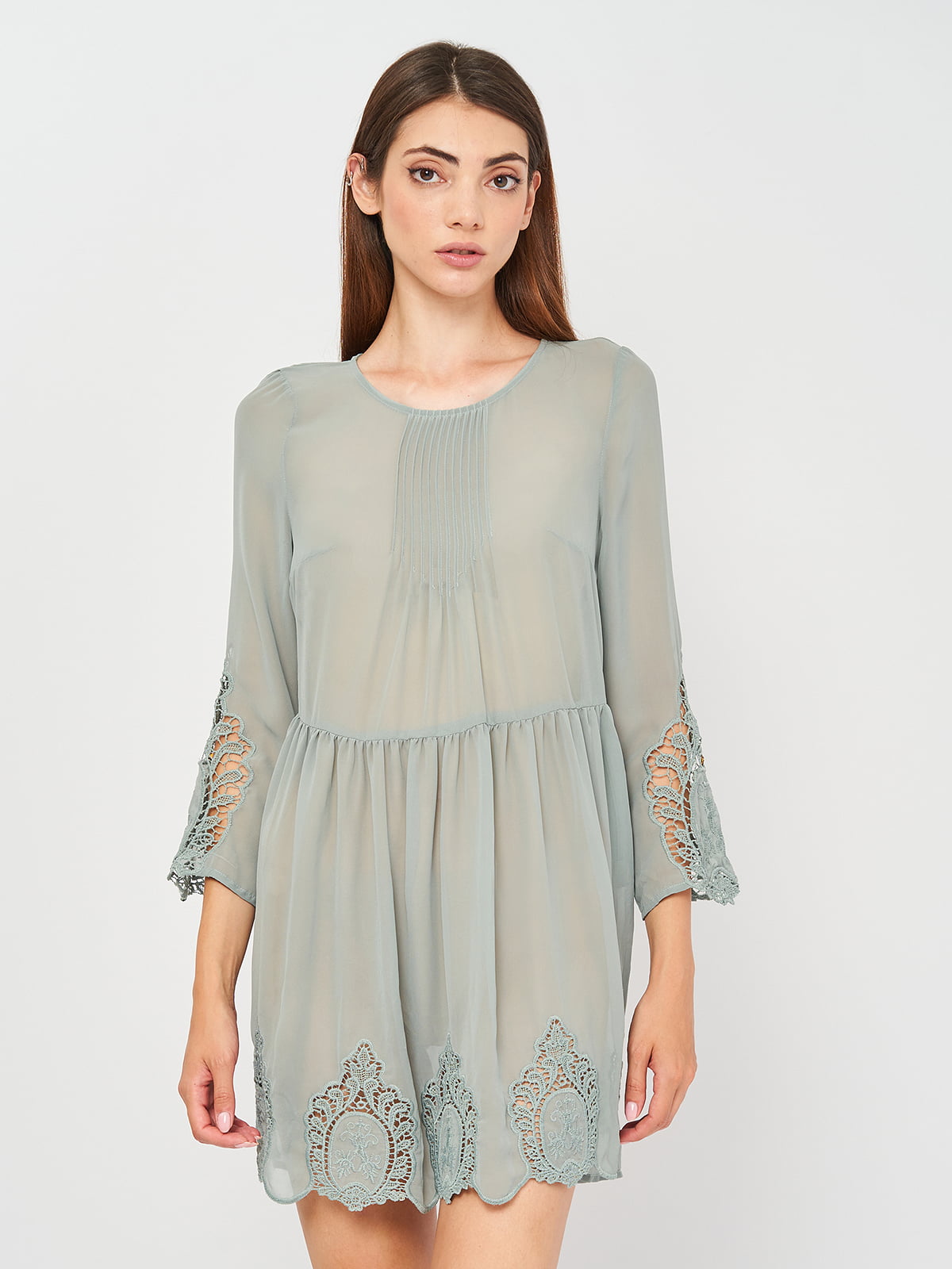 Сукня з мереживом зелена | 5779771