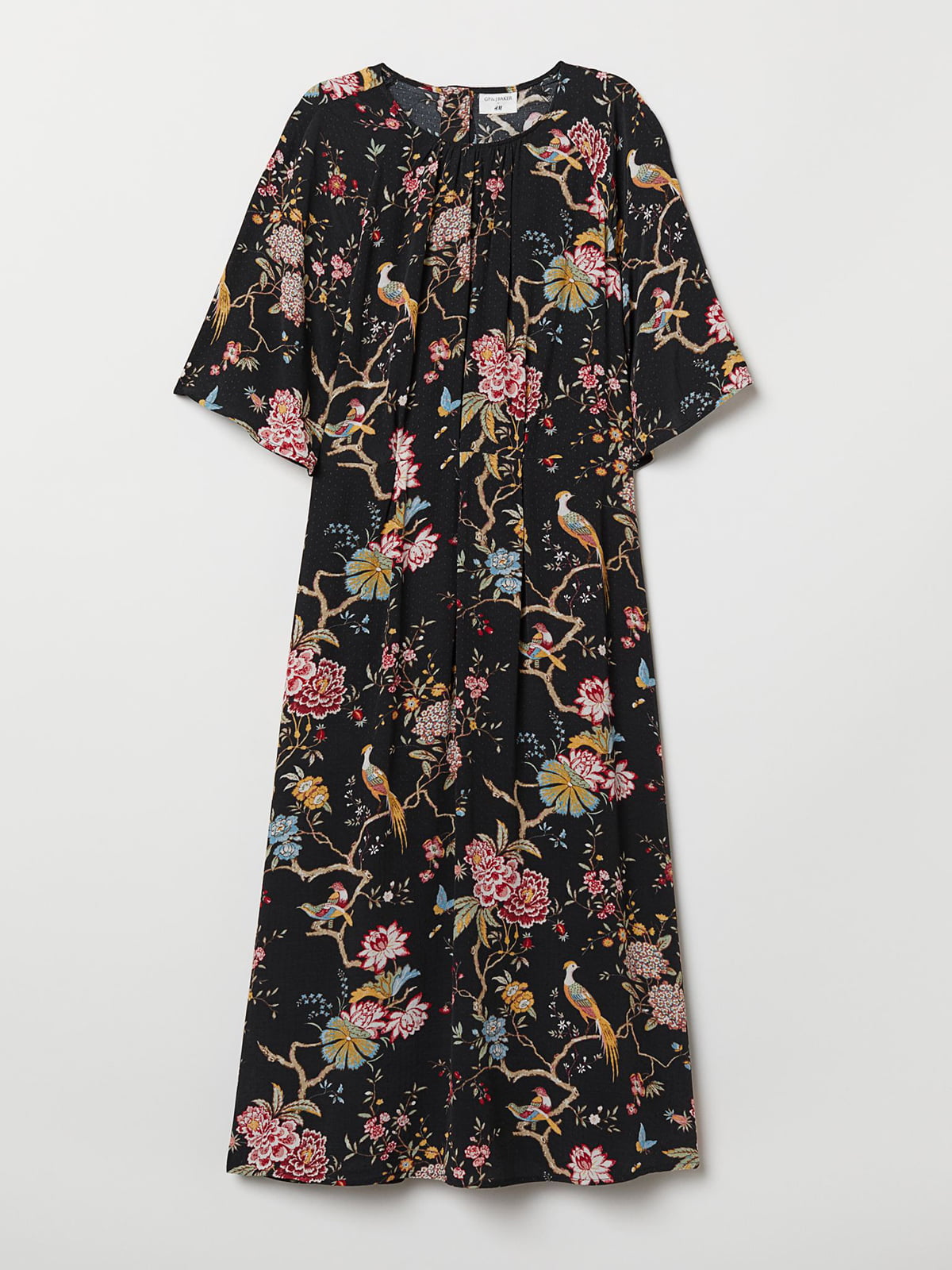 Сукня А-силуету чорна в квітковий принт | 5860849