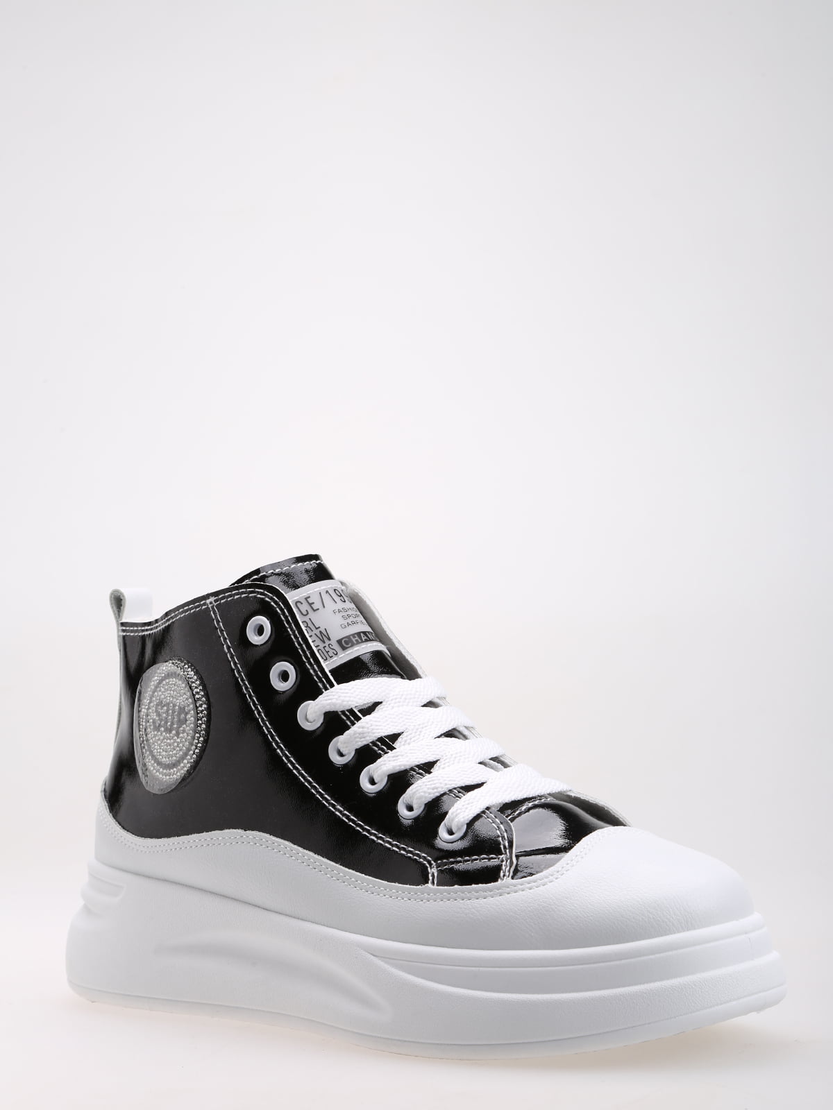 Кроссовки черно-белые с логотипом | 5865821