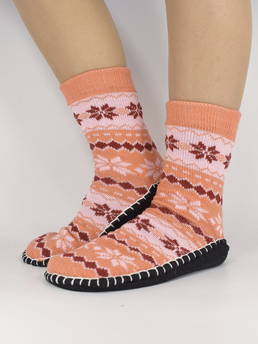 Шкарпетки коралового кольору в принт | 5871412