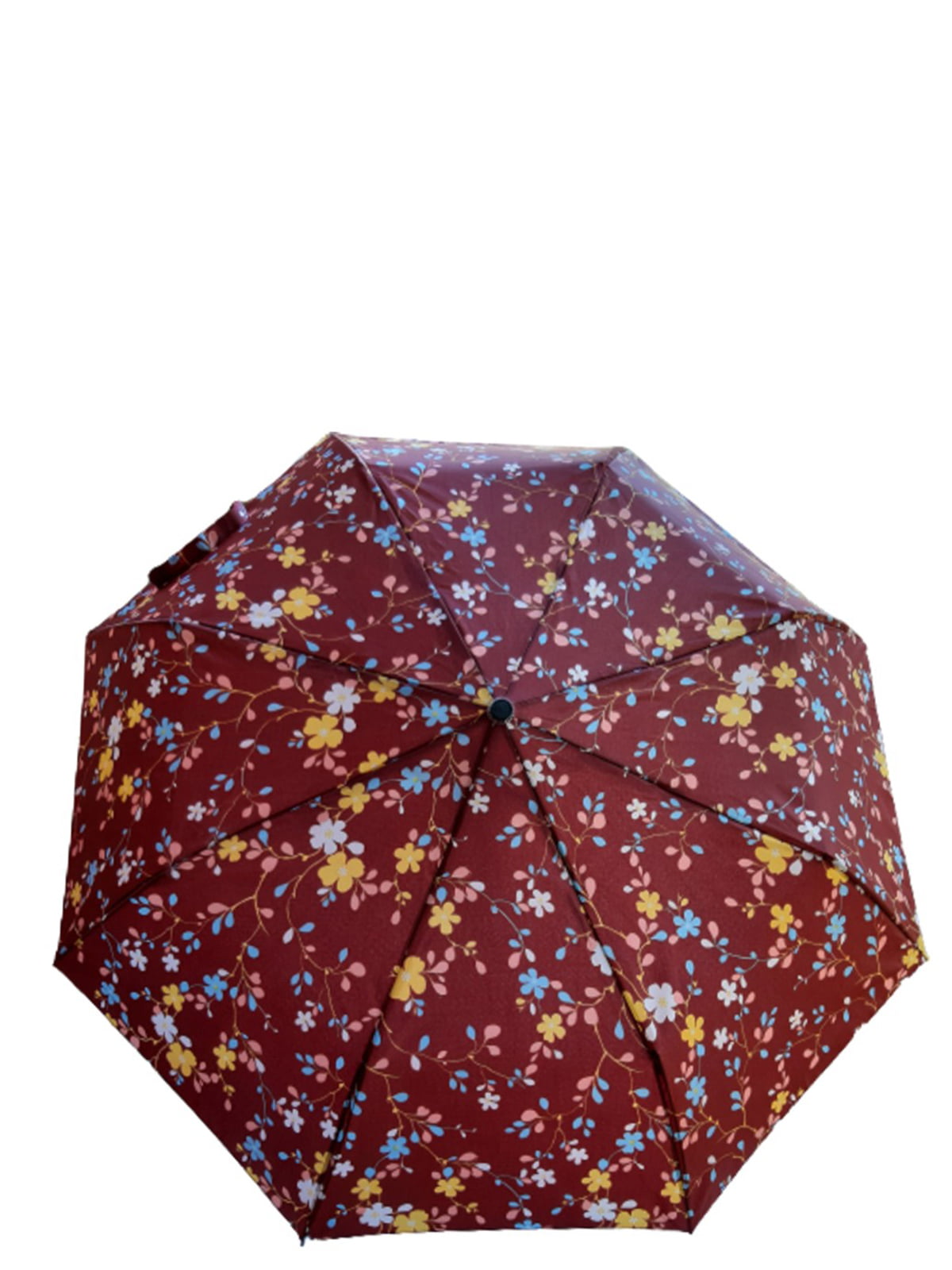 Зонт-полуавтомат бордовый в принт | 5904931