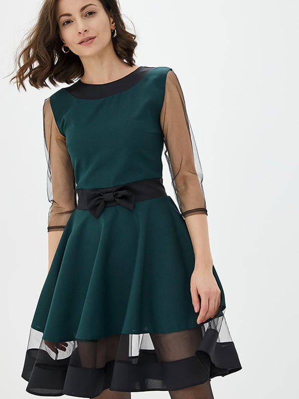 Сукня А-силуету зелено-чорна | 5900388