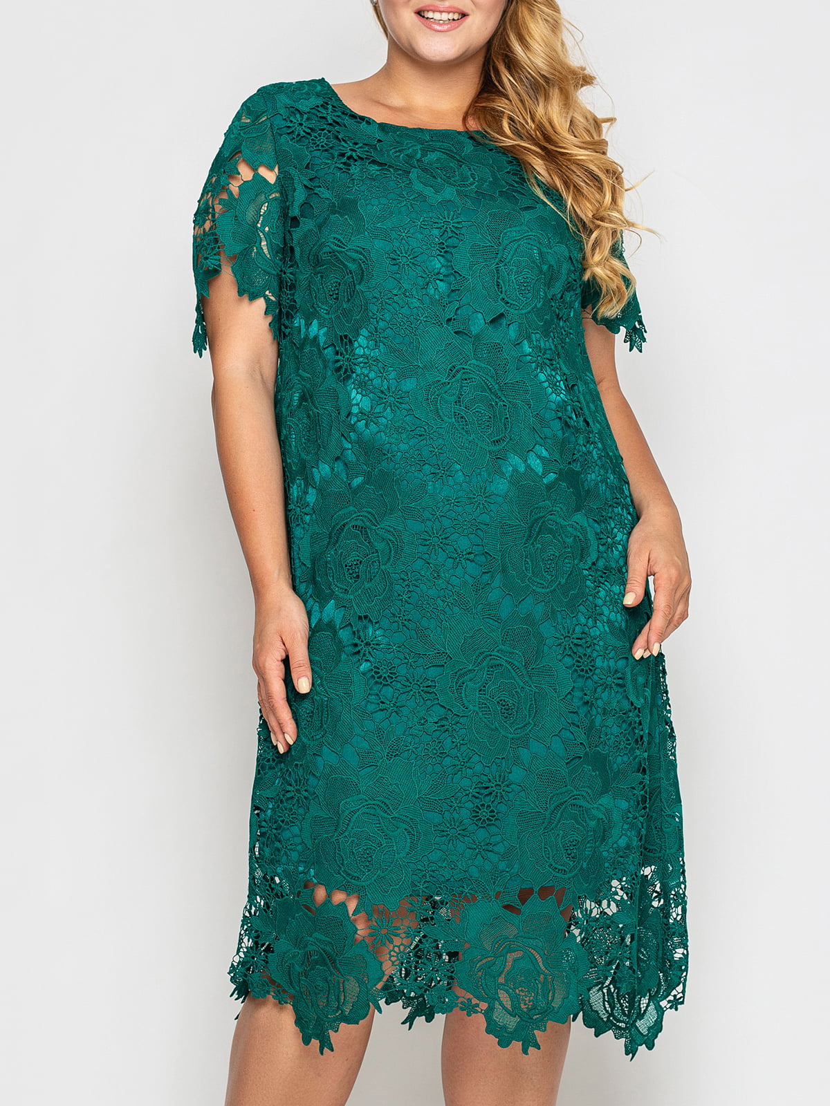 Сукня-футляр зелена з візерунком | 5909159