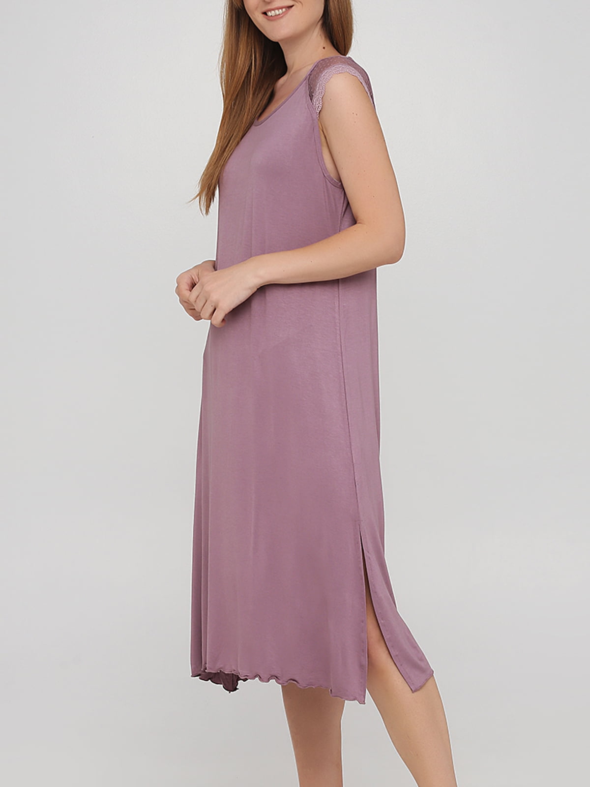Платье-майка домашнее лилового цвета | 5914554