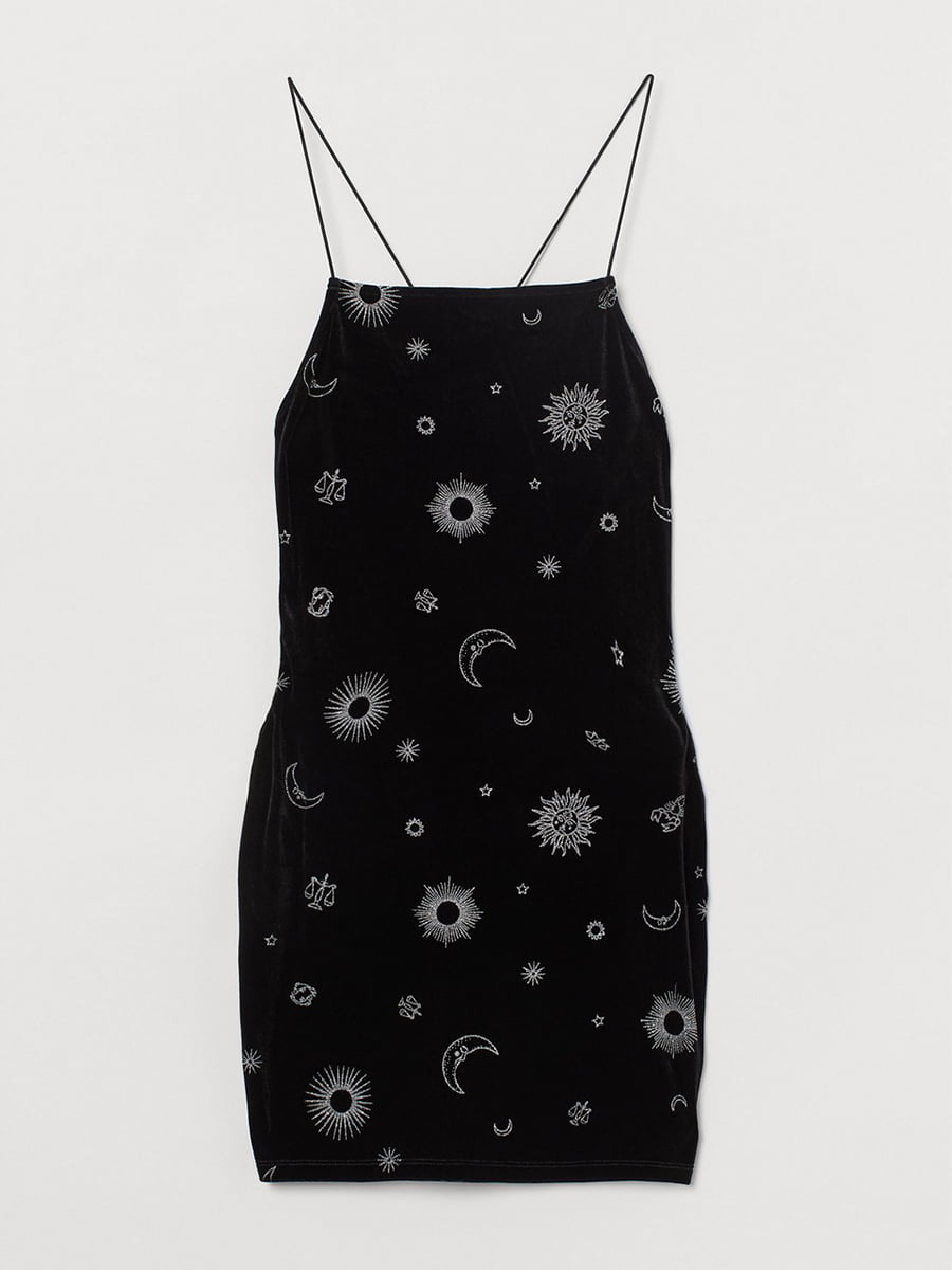 Платье-футляр черное с декором | 5917433