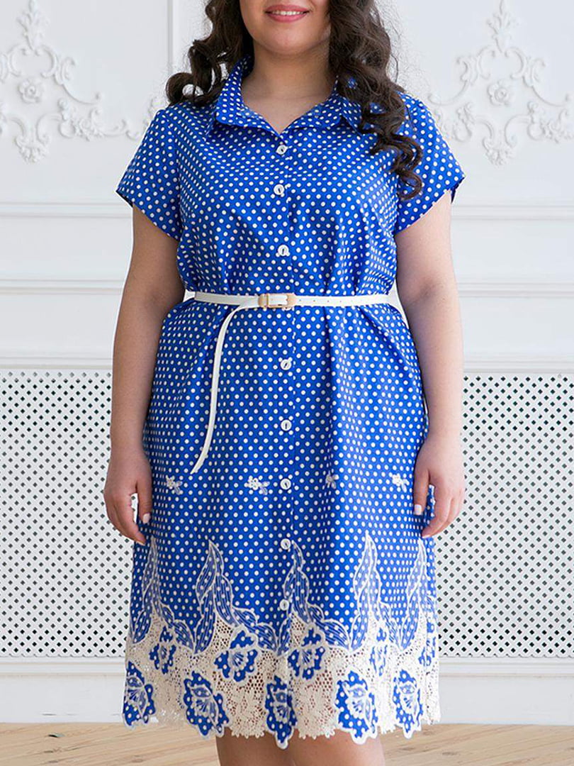Сукня-сорочка блакитна в принт | 5919200