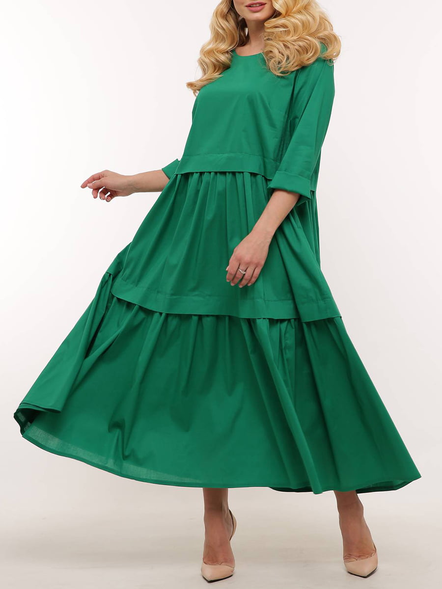 Платье А-силуэта зеленое | 5919230