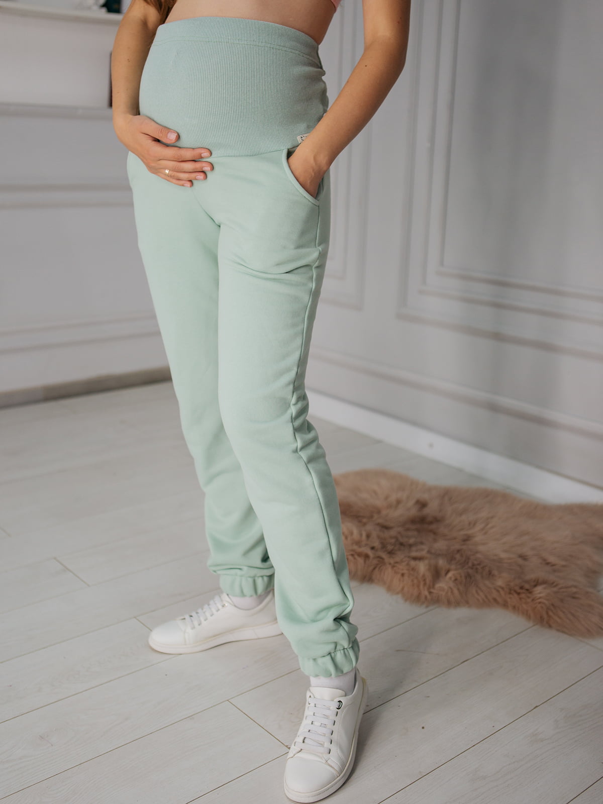 Штани для вагітних утеплені кольору хакі | 5924165