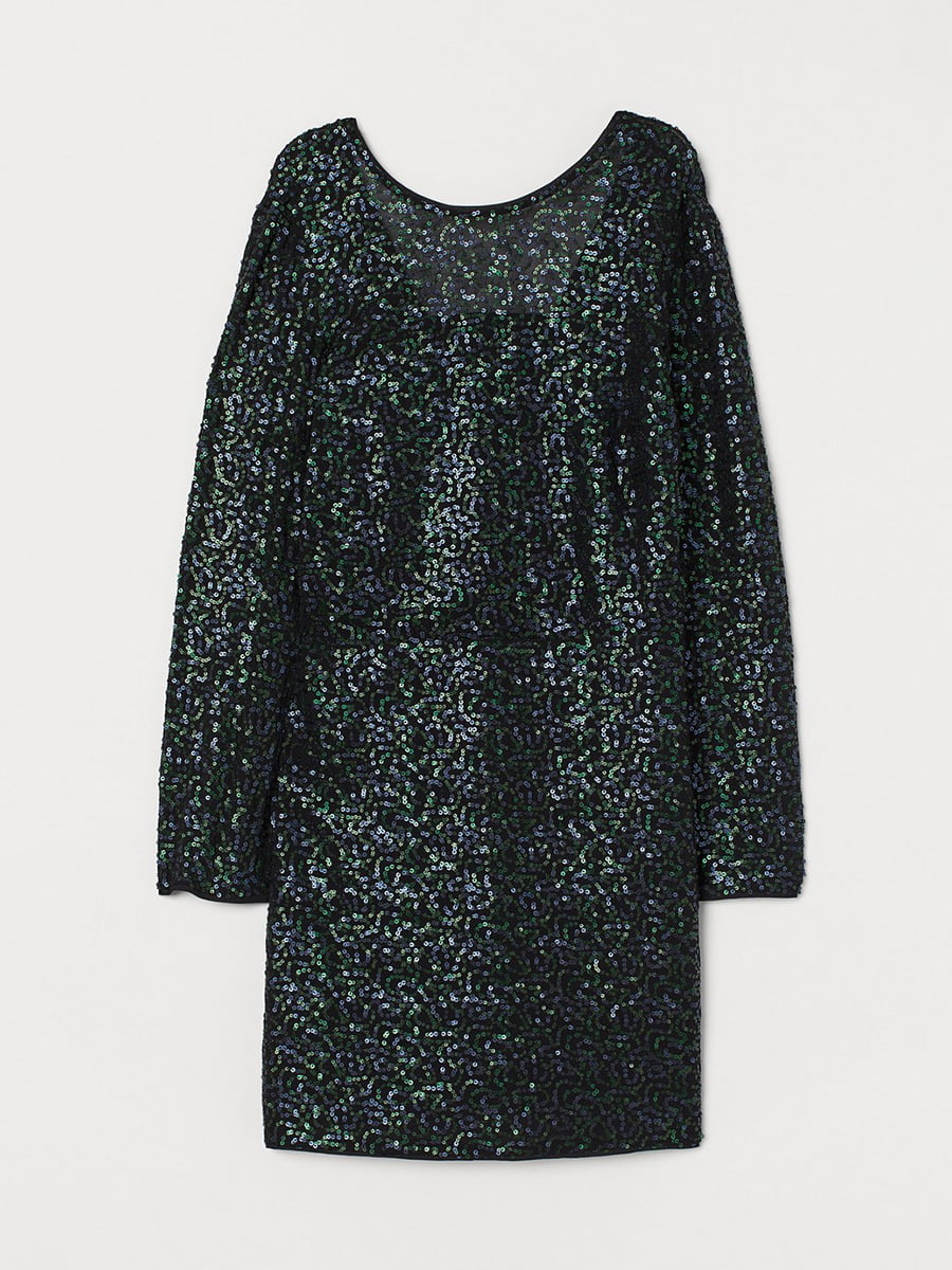 Платье А-силуэта черное декорированное | 5923262