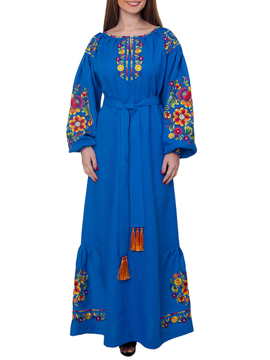 Платье-вышиванка синее | 5934074