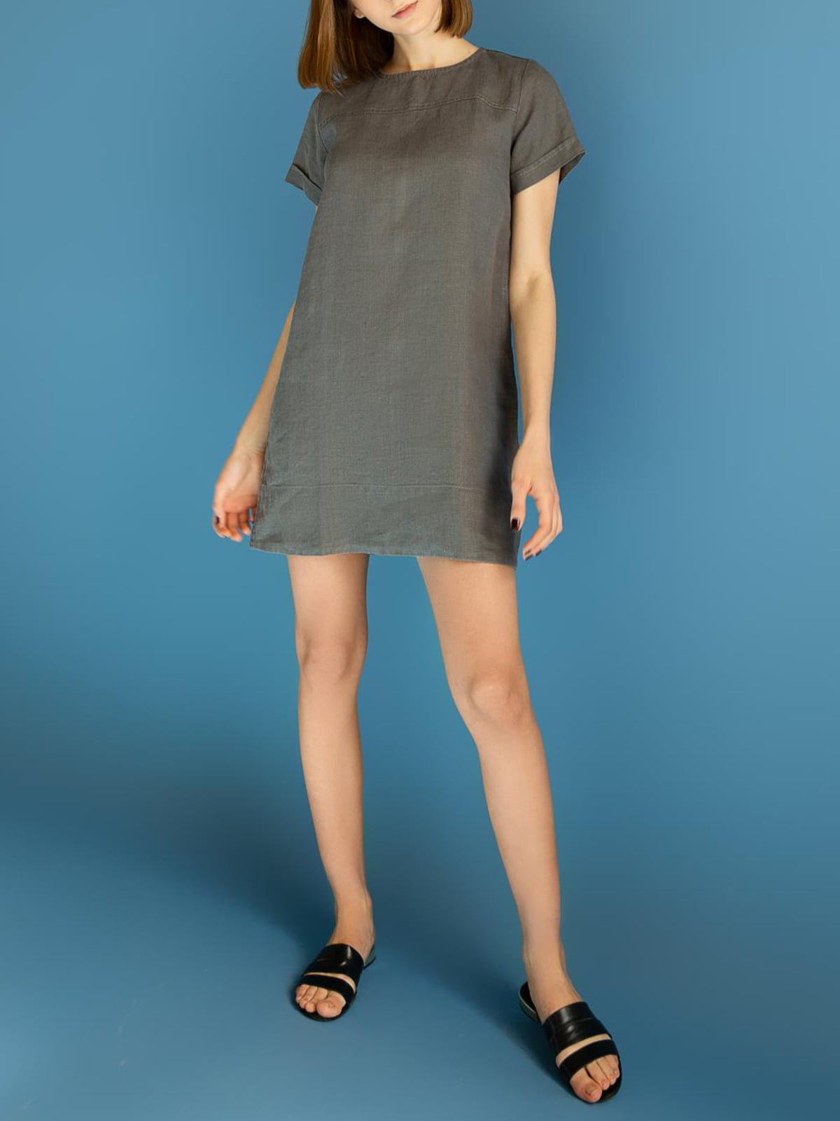 Сукня-футболка графітового кольору | 5938126