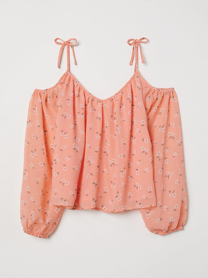 Блуза оранжевого кольору в принт | 5939551