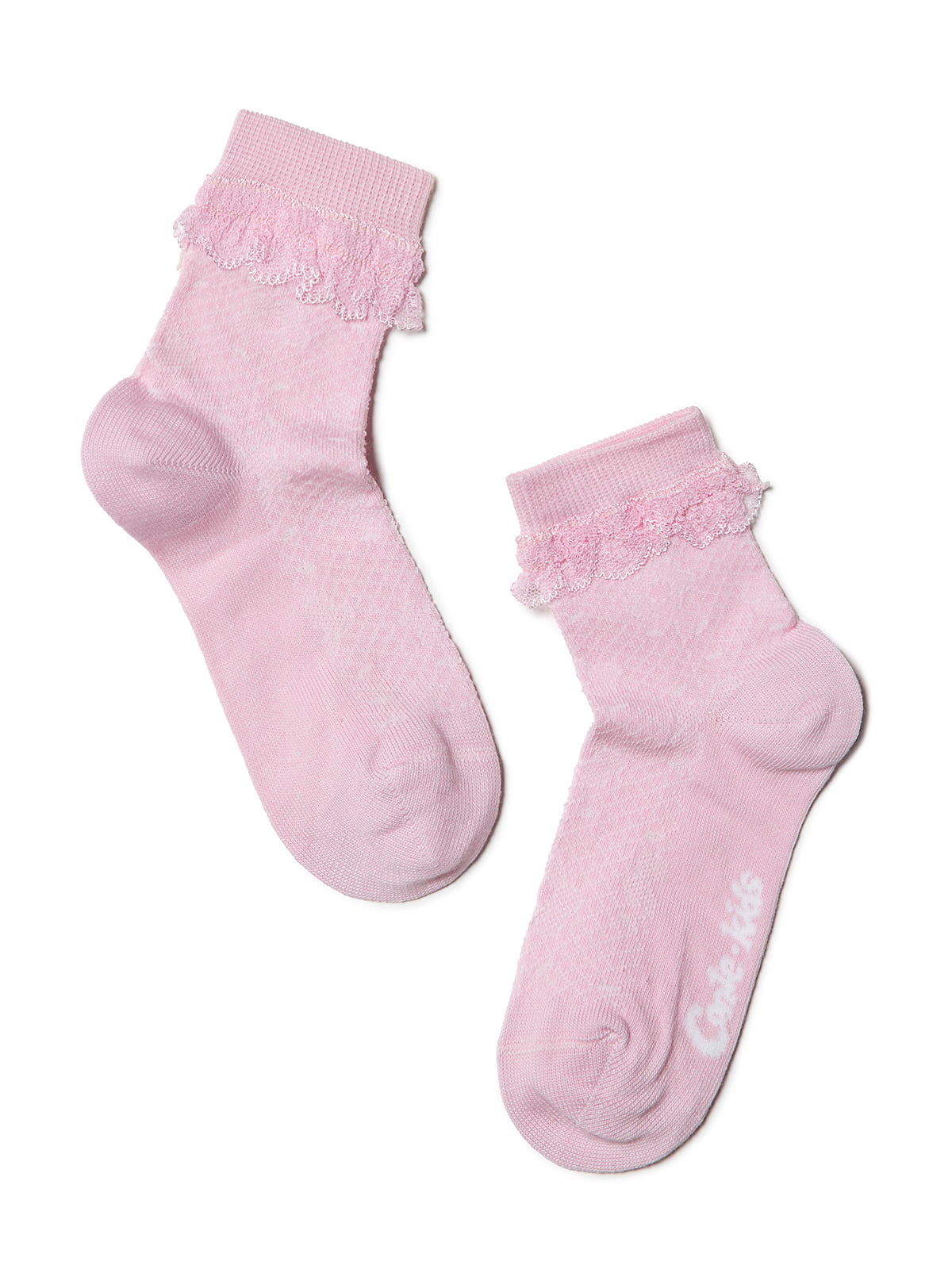 Шкарпетки світло-рожеві з малюнком і мереживним оздобленням | 2626392