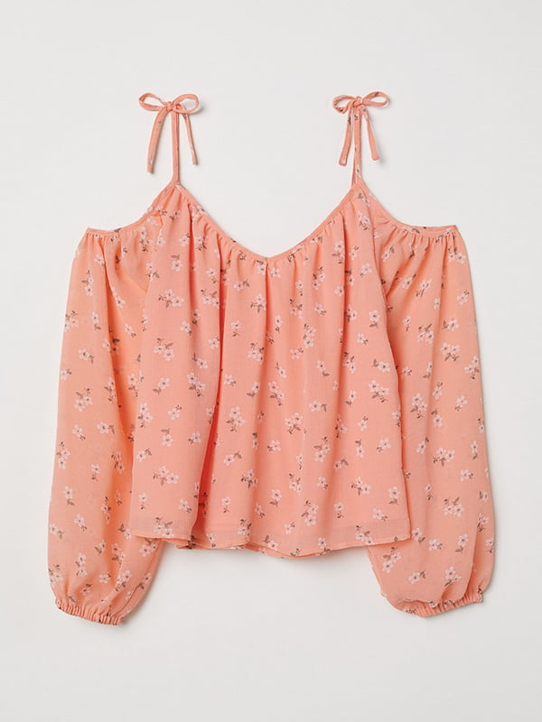 Блуза оранжевая с цветочным принтом | 5967229