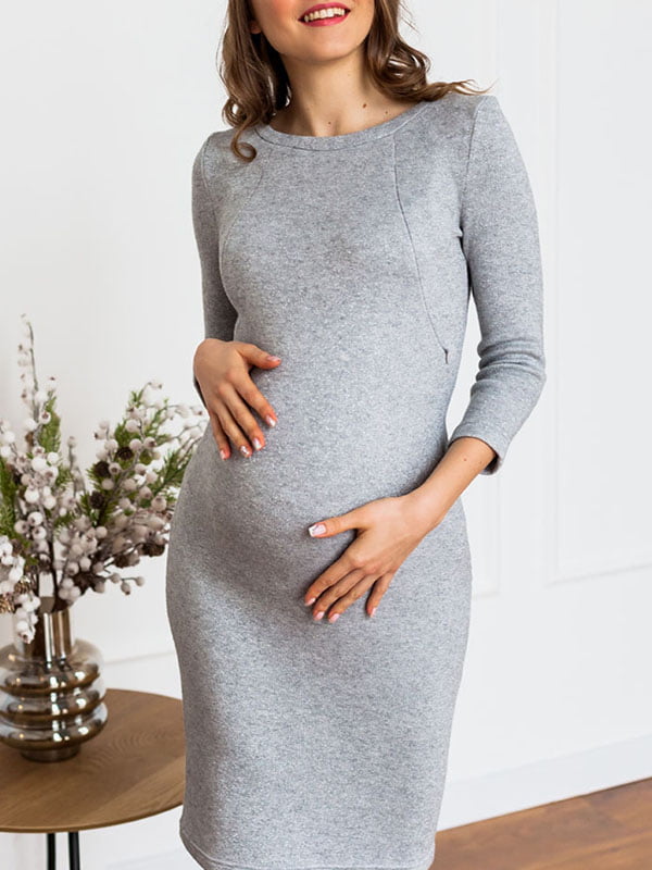 Платье для беременных и кормящих темно-серое | 5987394