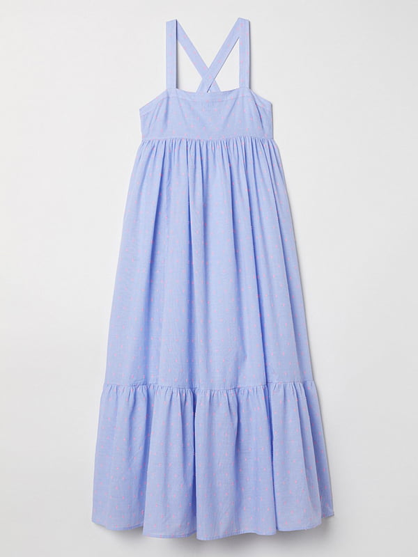 Платье А-силуэта голубое в принт | 5990301