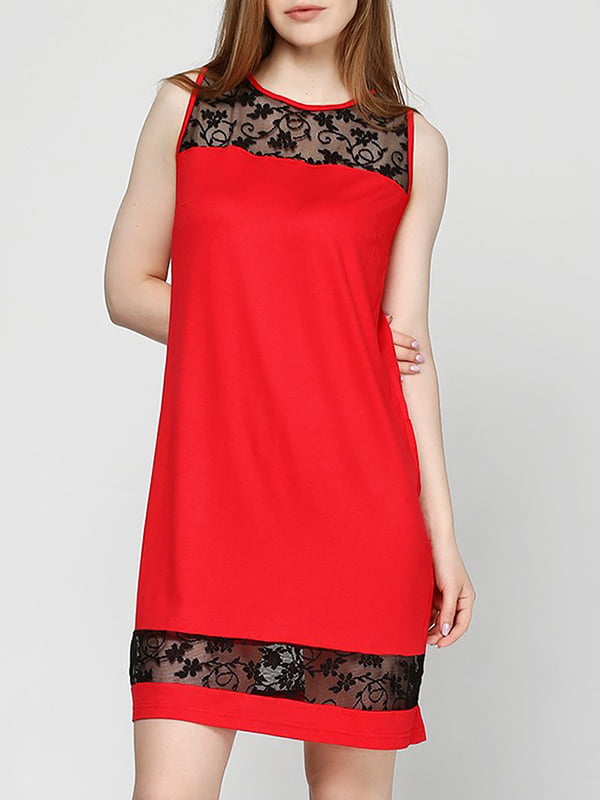Сукня-футляр червона з візерунком | 6004722