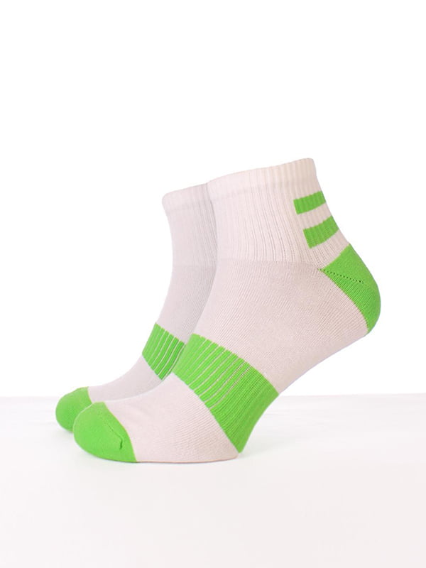 Шкарпетки біло-зелені в смужку | 6005716